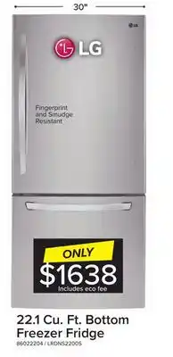 Leon's LG Stainless Steel Bottom Mount Refrigerator (22.1 Cu.Ft.) - LRDNS2200S offer