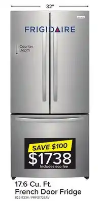 Leon's Frigidaire Brushed Stainless Steel French Door Refrigerator (17.6 Cu. Ft.) - FRFG1723AV offer