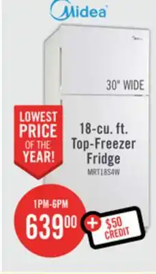 The Brick Midea 18 Cu. Ft. Top-Freezer Refrigerator - MRT18S4AWW offer