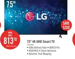 The Brick LG 75 4K UHD HDR10 Pro HGiG webOS Smart TV (75UT7000PUA) offer