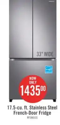 The Brick Samsung 33 17.5 Cu. Ft. Counter-Depth French-Door Refrigerator - Stainless Steel - RF18A5101SR/AA offer