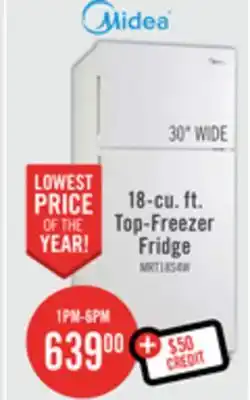 The Brick Midea 18 Cu. Ft. Top-Freezer Refrigerator - MRT18S4AWW offer