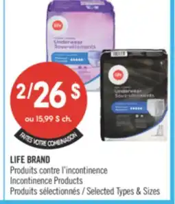 Pharmaprix LIFE BRAND Incontinence Products offer