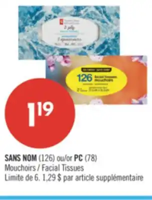 Pharmaprix NO NAME (126) or PC (78) Facial Tissues offer