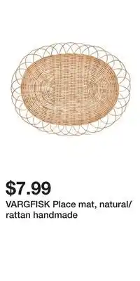 IKEA VARGFISK Place mat, natural/rattan handmade offer