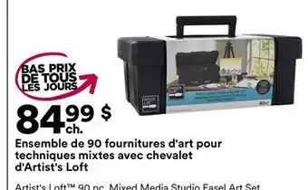 Michaels Ensemble de 90 fournitures d'art pour techniques mixtes avec chevalet d'Artist's Loft offer