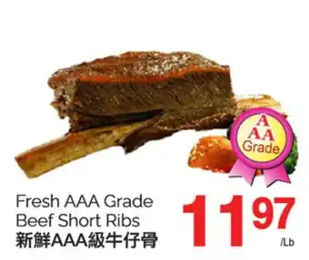 T&T Supermarket FRESH AAA GRADE BEEF SHORT RIBS offer