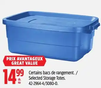 Canadian Tire Rubbermaid Selected Storage Totes offer