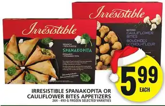 Food Basics IRRESISTIBLE SPANAKOPITA OR CAULIFLOWER BITES APPETIZERS offer