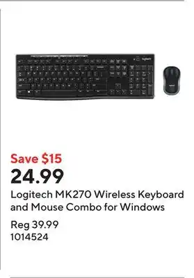 Staples Logitech MK270 Wireless Keyboard and Mouse Combo for Windows offer