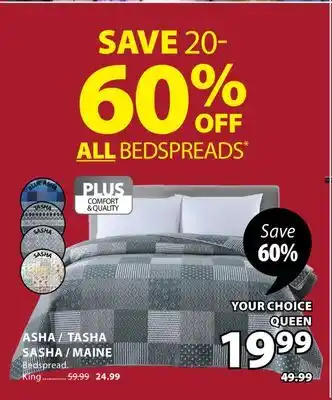 JYSK ASHA/TASHA SASHA/MAINE Bedspread offer