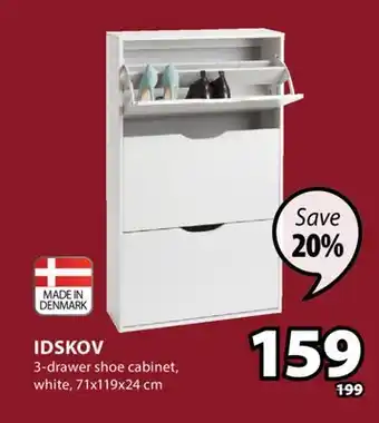 JYSK IDSKOV 3-drawer shoe cabinet offer