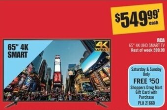 Shoppers Drug Mart RCA 65" 4K UHD SMART TV offer