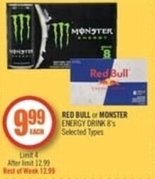 Shoppers Drug Mart Red bull or monster offer