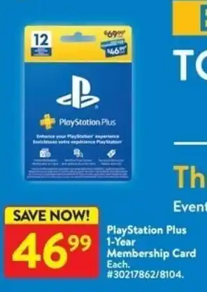 Walmart PlayStation Plus 1-Year Membership Card offer