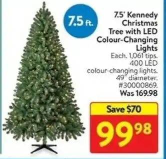 Walmart 7.5 Kennedy Christmas Tree with LED Colour-Changing offer