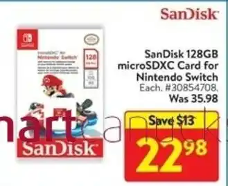 Walmart SanDisk 128gb microSDXC Card for Nintendo Switch offer