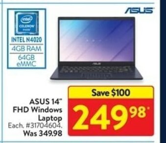 Walmart ASUS 14" FHD Windows Laptop offer