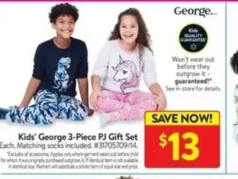 Walmart Kids' George 3-Piece PJ Gift Set offer