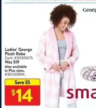 Walmart Ladies' George Plush Robe offer