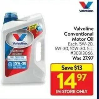Walmart Valvoline Convertional Motor Oil offer