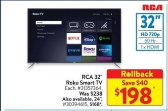 Walmart RCA 32 Roku Smart TV offer