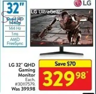 Walmart LG 32 QHD Gaming Monitor offer
