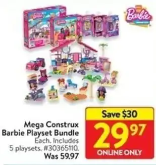 Walmart Mega Construx Barbie Playset Bundle offer