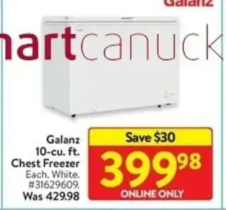 Walmart Galanz 10-Cu Ft Chest Freezer offer