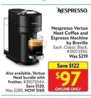 Walmart Nespresso Vertuo offer