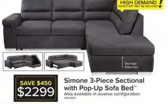 Leon's Simone 3-Piece Sectional with Pop-Up Sofa Bed offer