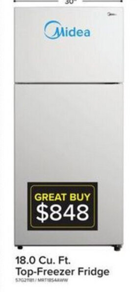 Leon's 18.0 Cu Ft Top-Freezer Fridge offer