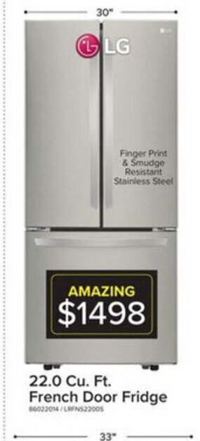 Leon's 22.0 Cu Ft French Door Fridge offer