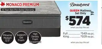 Surplus Furniture Monaco Premium Queen Mattress Set offer