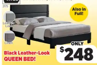 Surplus Furniture Black Leather-Look Queen Bed offer