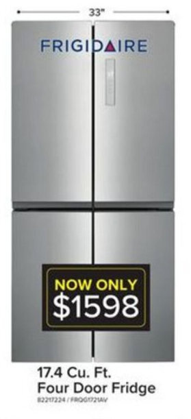 Leon's 17.4 Cu Ft Four Door Fridge offer