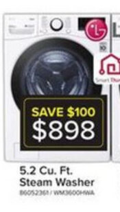 Leon's 5.2 Cu. Ft. Steam Washer offer