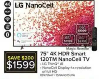 Leon's 75" 4K HDR Smart 120TM NanoCell TV offer