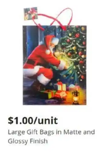 Dollarama Large Gift Bags in Matte and Glossy Finish offer