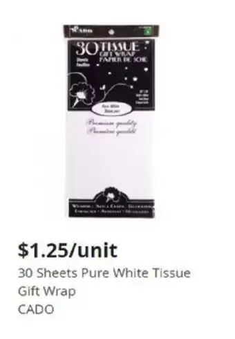 Dollarama 30 Sheets Pure White Tissue Gift Wrap offer