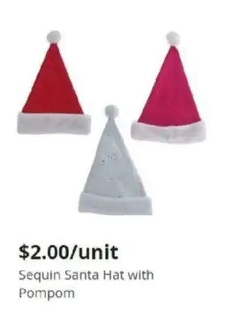 Dollarama Sequin Santa Hat with Pompom offer