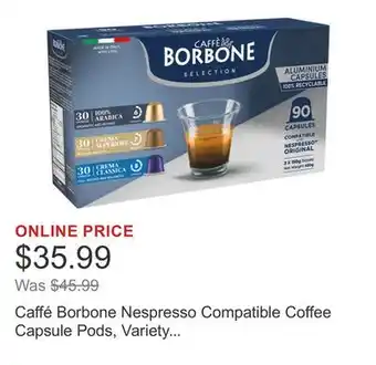 Costco Caffé Borbone Nespresso Compatible Coffee Capsule Pods, Variety Box, 90-count offer