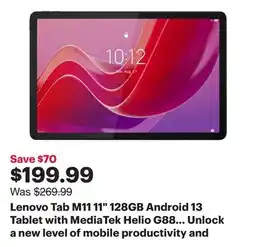 Best Buy Lenovo Tab M11 11 128GB Android 13 Tablet with MediaTek Helio G88 8-Core Processor - Luna Grey offer