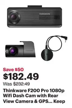 Best Buy Thinkware F200 Pro 1080p Wifi Dash Cam with Rear View Camera & GPS - Only at Best Buy offer