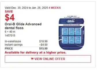 Costco Oral-B Glide Advanced dental floss offer