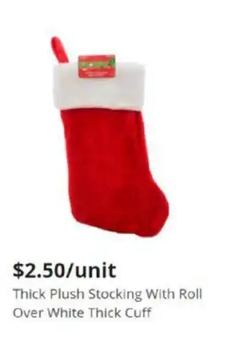 Dollarama Thich Plush Stocking With Roll Over White Thick Cuff offer