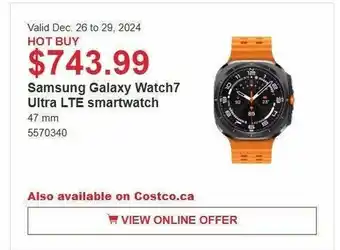 Costco Samsung Galaxy Watch7 Ultra LTE smartwatch offer