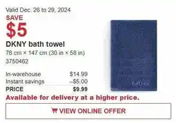 Costco DKNY bath towel offer