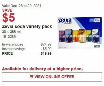 Costco Zevia soda variety pack offer
