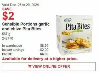 Costco Sensible Portions garlic and chive Pita Bites offer